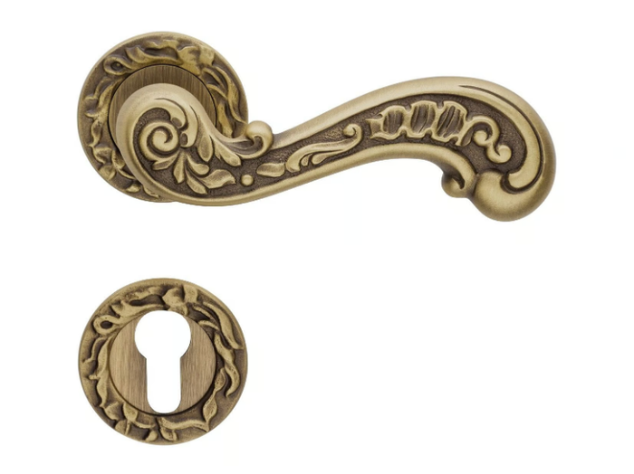 BAROCCO - Baroque brass door handle with lock _ LINEA CALI'